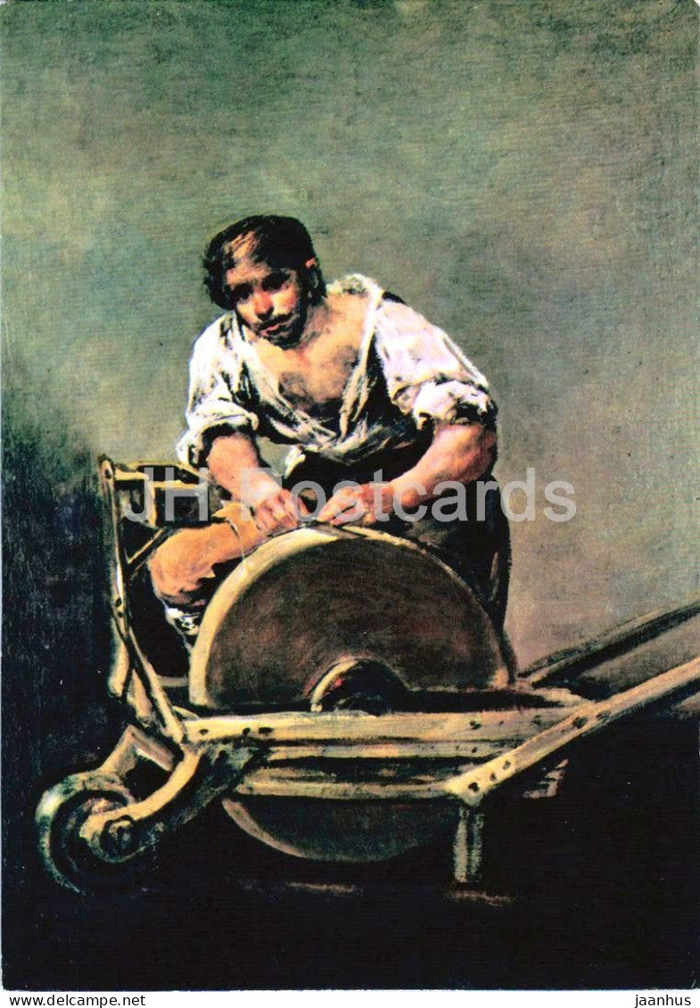 painting by Francisco de Goya - The Knife Grinder - Der Schleifer - Spanish art - 1980s - Hungary - unused - JH Postcards