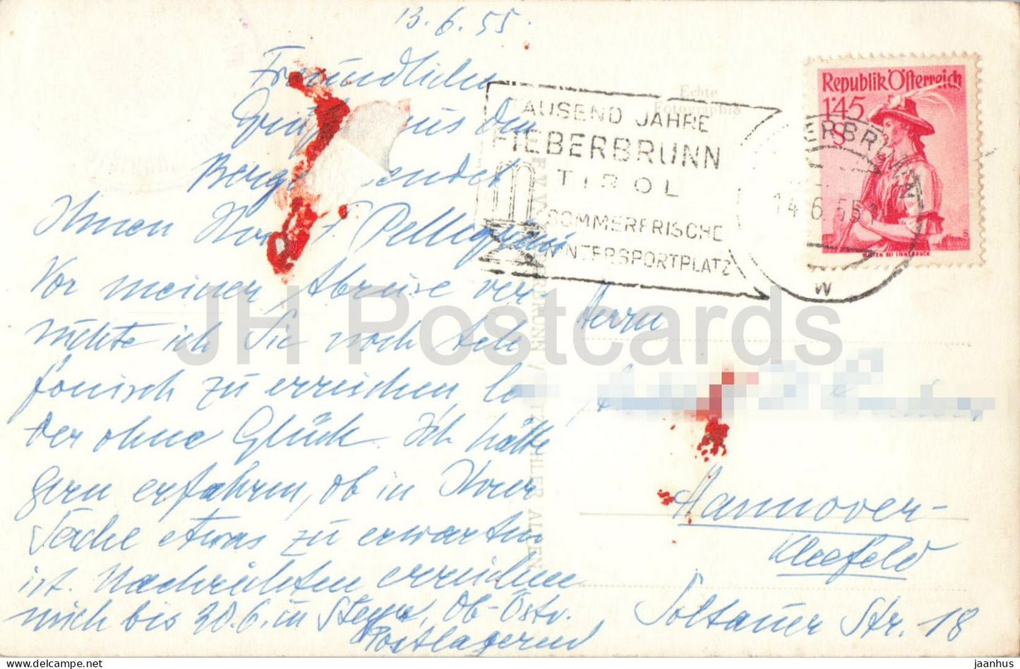 Fieberbrunn - Tirol - Niederalm mit Buchensteinwand u. Loferer Steinberge - carte postale ancienne - 1955 - Autriche - utilisé 