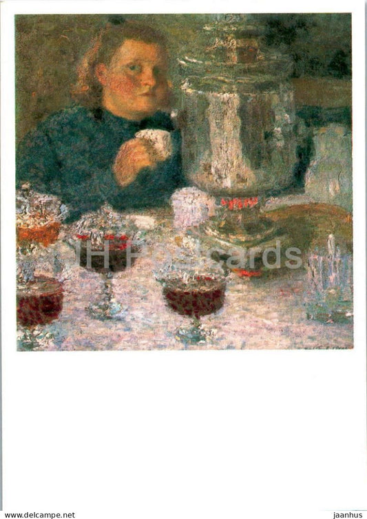painting by I. Grabar - By samovar  - Russian art - 1981 - Russia USSR - unused - JH Postcards