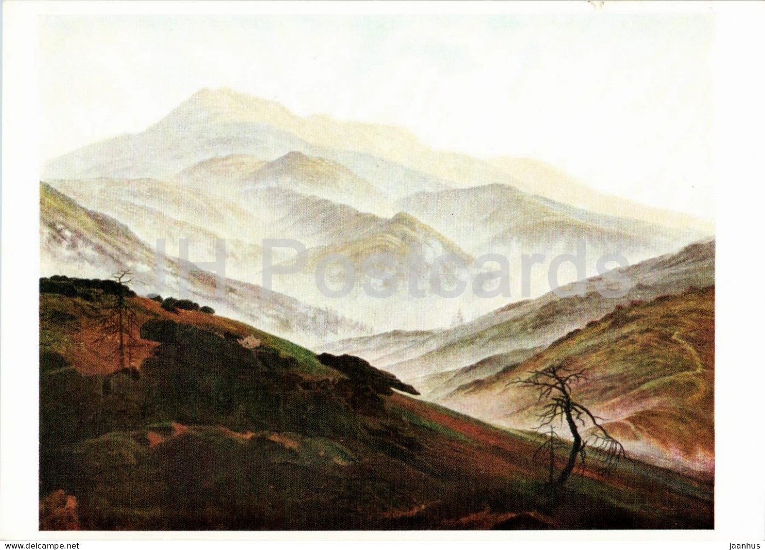 painting by Caspar David Friedrich - Riesengebirge mit aufsteigendem Meer - Rising Fog - German art - Germany - unused - JH Postcards