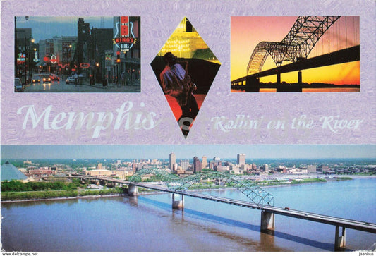 The Bluff City Memphis - Tennessee - Rollin on the River - bridge - 1989 - USA - used - JH Postcards
