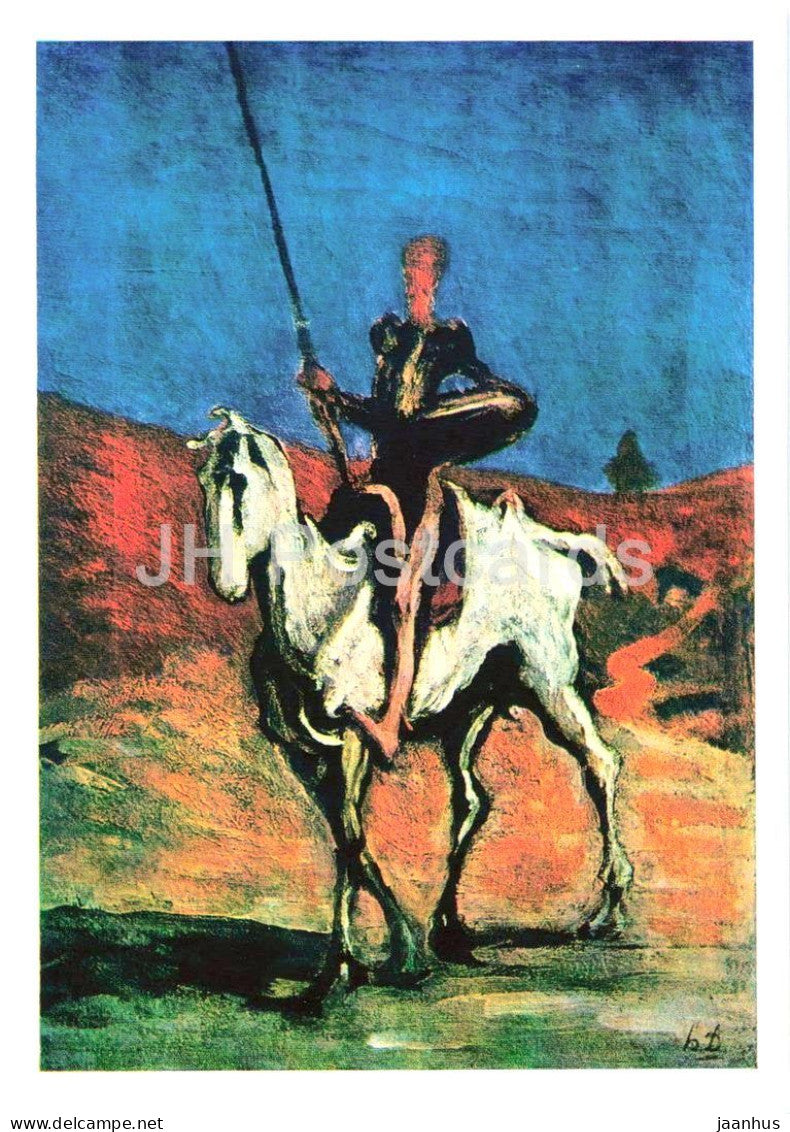 painting by Honore Daumier - Don Quixote - Don Quijote - horse - French art - 1971 - Germany DDR - unused - JH Postcards
