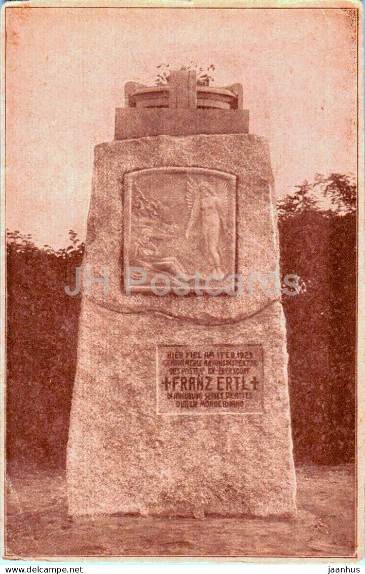 Gedenkstein fur Gendarmerie Rayonsinspektor Franz Ertl - monument - old postcard -- Austria - unused - JH Postcards