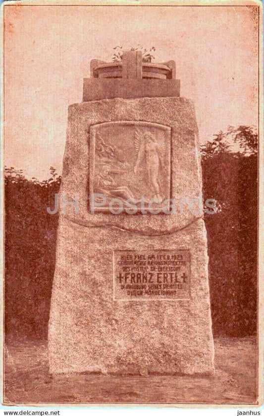 Gedenkstein fur Gendarmerie Rayonsinspektor Franz Ertl - monument - old postcard -- Austria - unused - JH Postcards