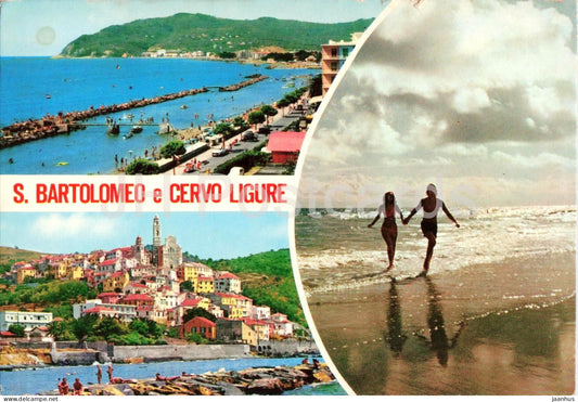 San Bartolomeo al Mare - Cervo Ligure - Lungomare - Spiaggia - beach - multiview - 1983 - Italy - used - JH Postcards