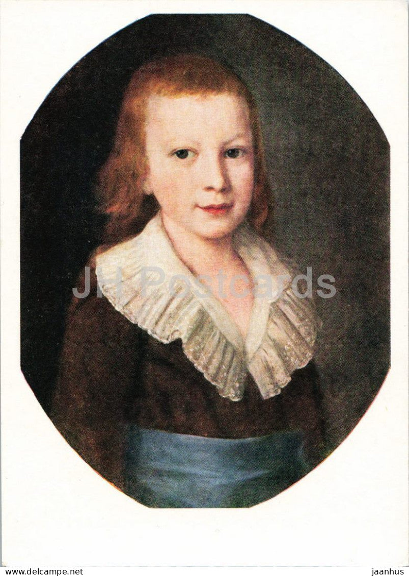 painting by Pyotr Drozhdin - Portrait of a Boy - Russian art - 1962 - Russia USSR - unused - JH Postcards