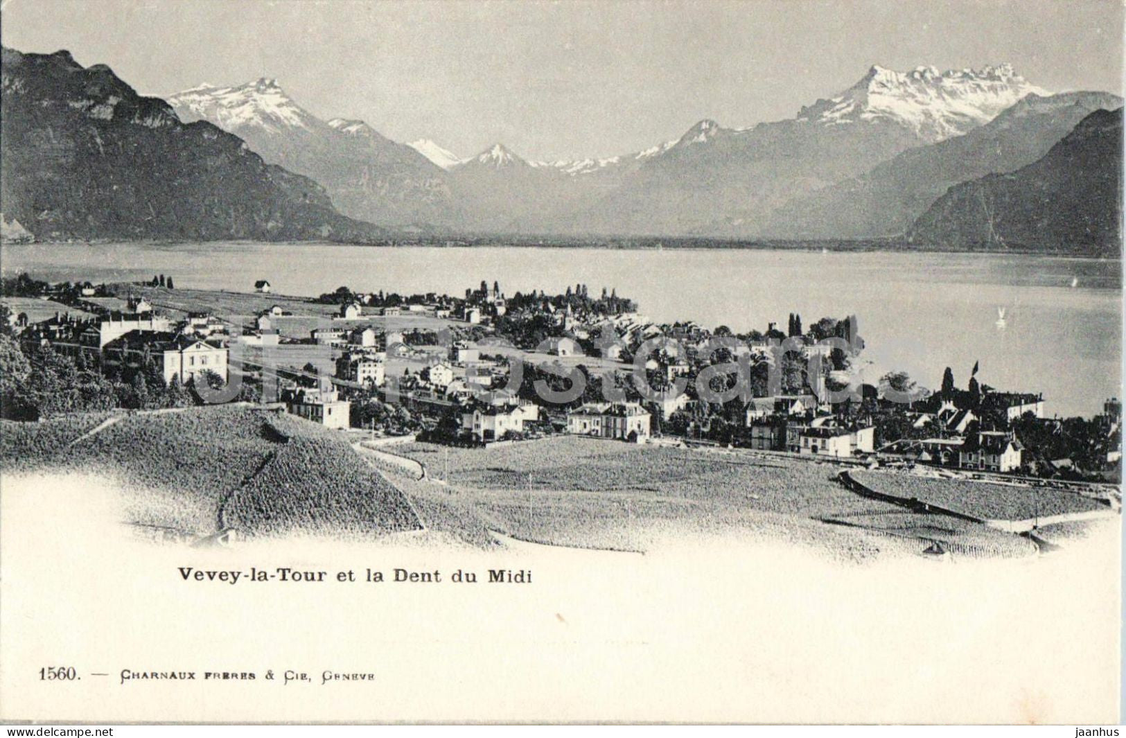 Vevey-la-Tour et la Dent du Midi - lake - 1560 - old postcard - Switzerland - unused - JH Postcards