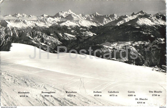 Crans Sierre alt. 1500 m - Valais Alps - Mischabels - Brunegghorn - Rothorn mountains - 1228 - 1962 - Switzerland - used - JH Postcards