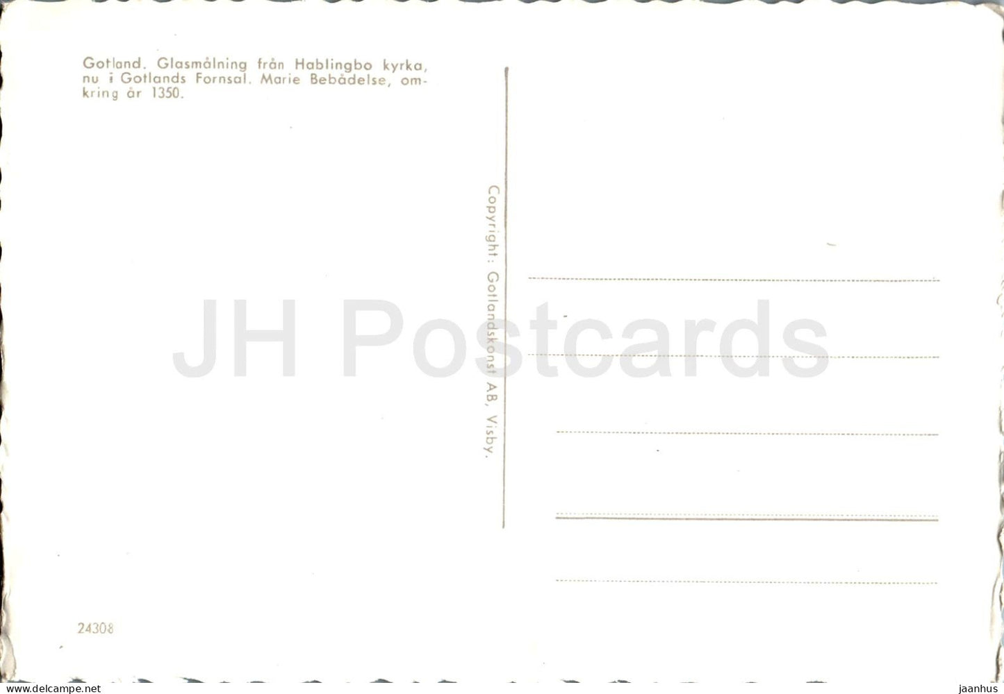 Hablingbo Kyrka - Glasmalning - Marie Bebadelse - Stained glass - church - Gotland - 24308 - Sweden - unused