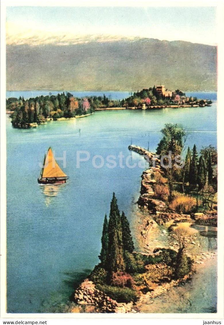 Lago di Garda - Isola del Garda - boat - old postcard - Italy - unused - JH Postcards