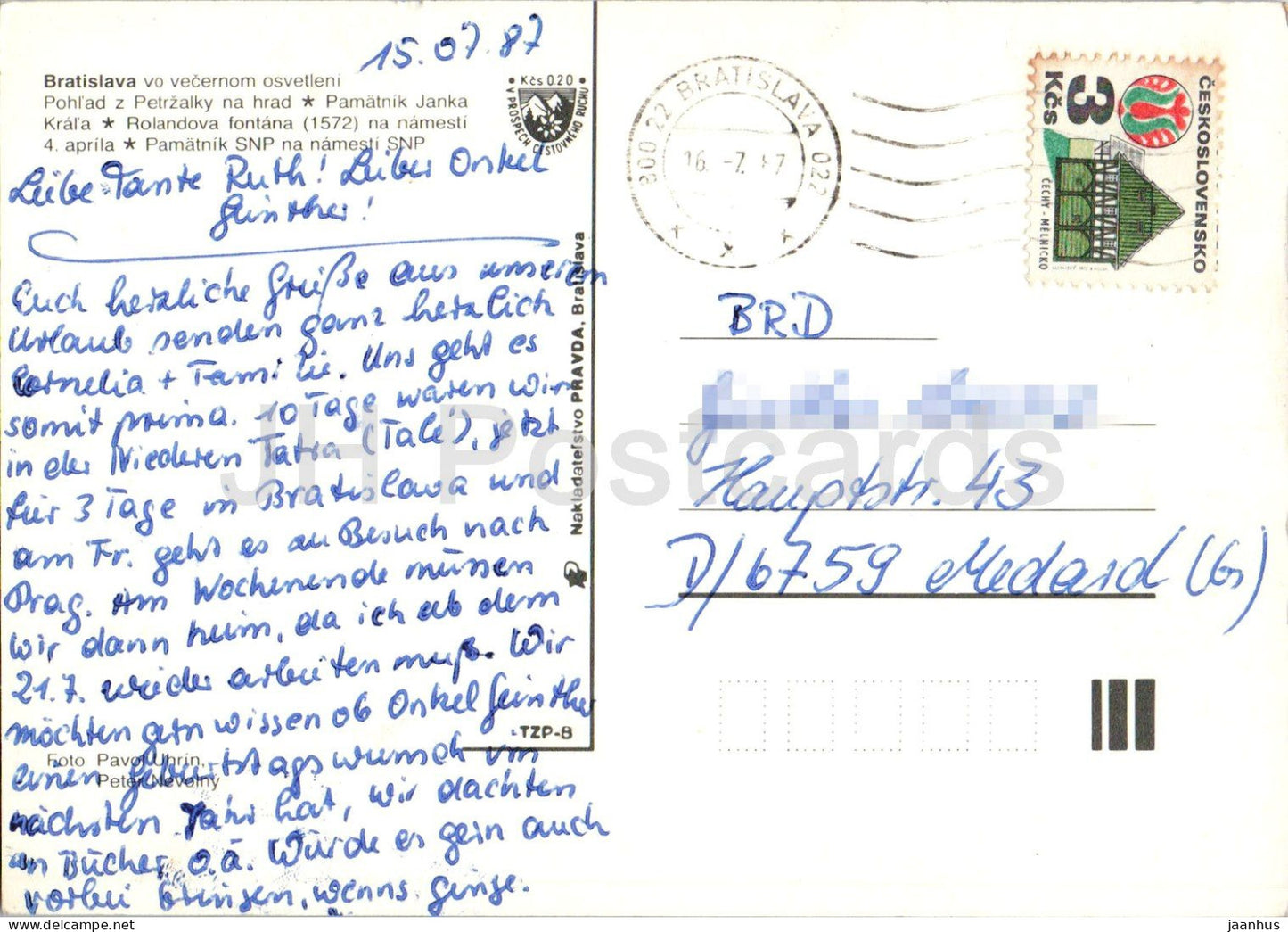 Bratislava - illumination nocturne - château - fontaine - mémorial SNP - vues multiples 1987 - Slovaquie - Tchécoslovaquie - ayant servi