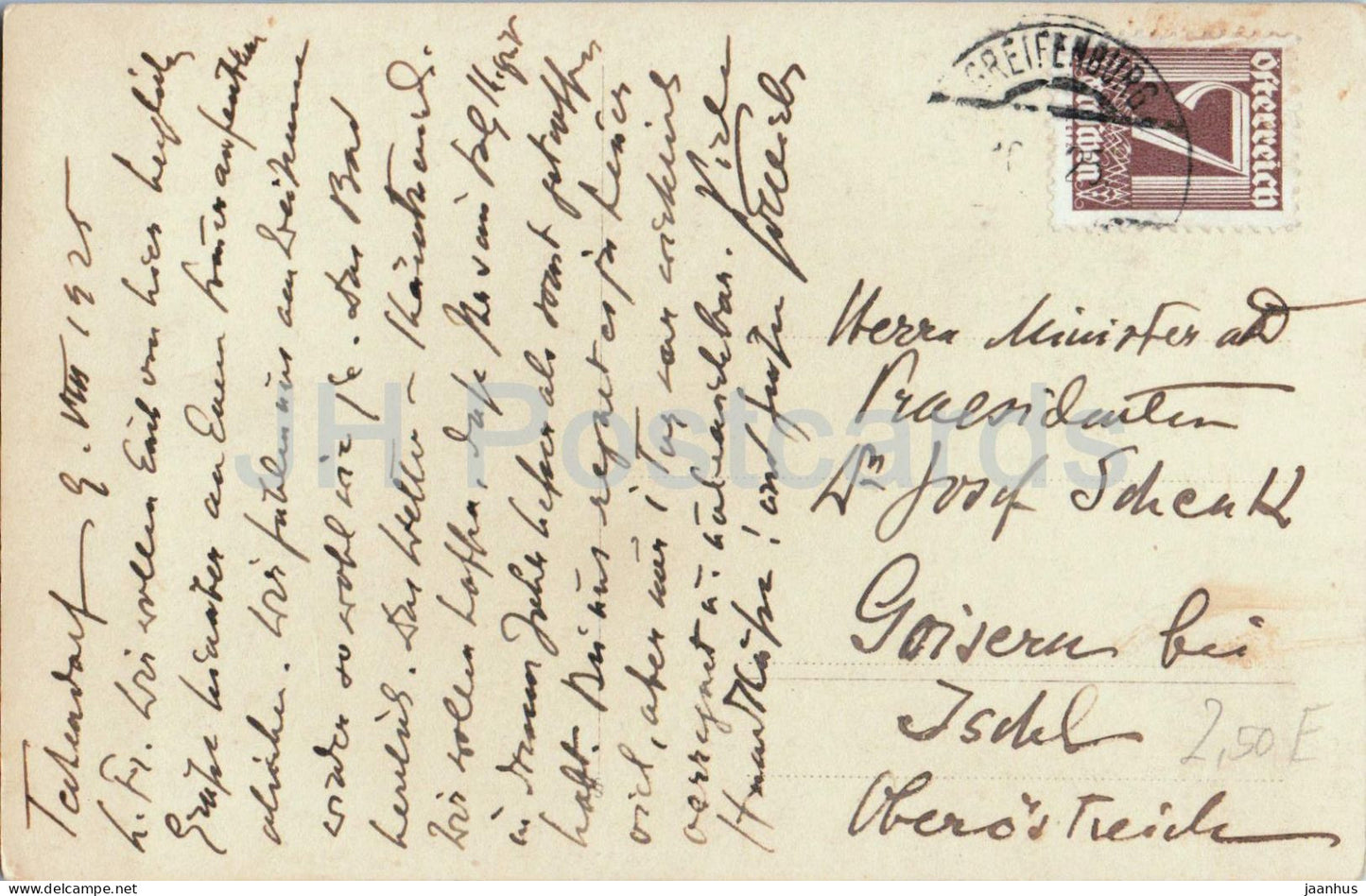 Techendorf am Weißensee - lake view - rowing boat - alpine village - old postcard - 1925 - Austria - used