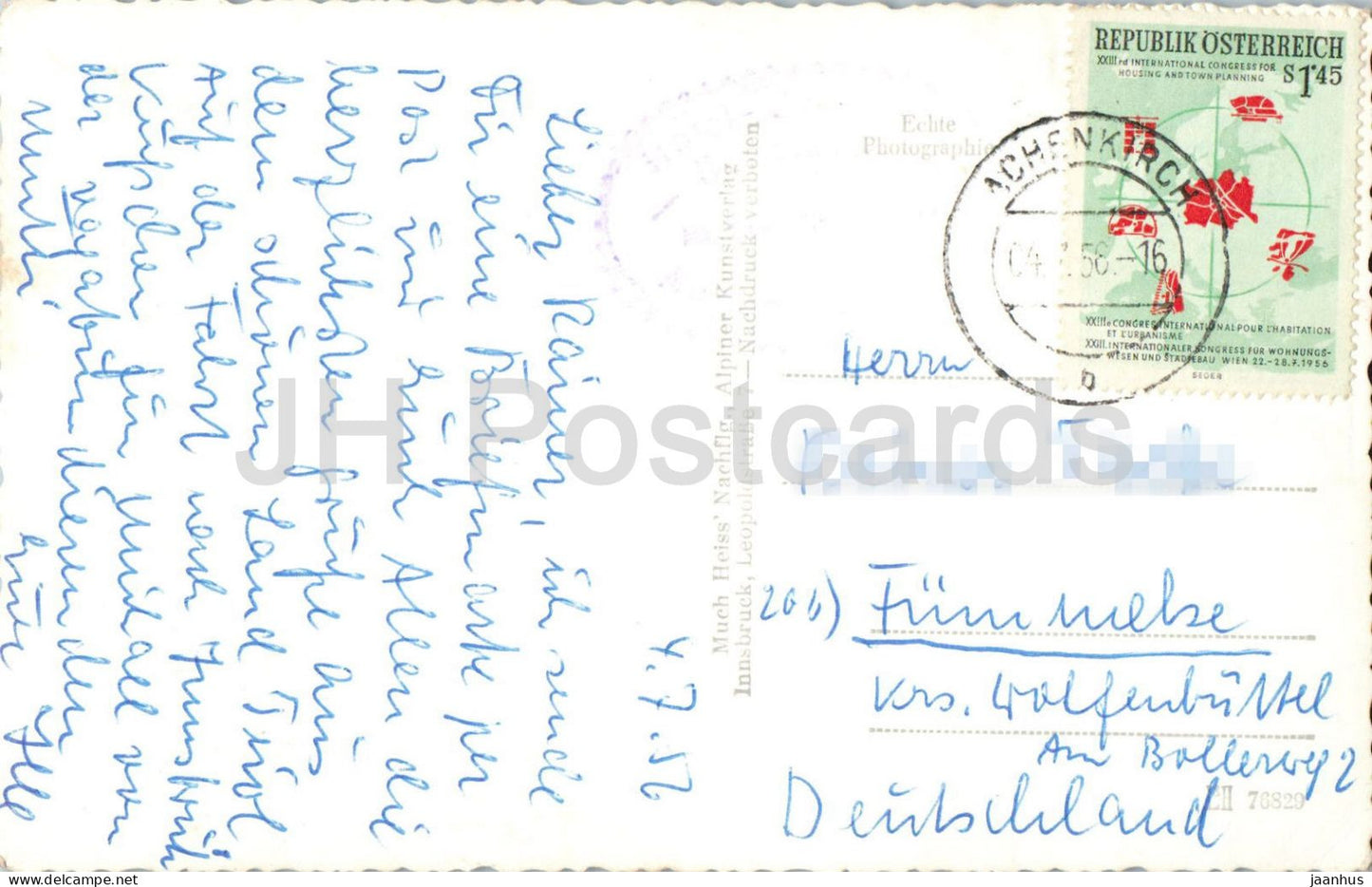 Achenkirch - Lac d'Achensee 930 m - Tyrol - vue sur le lac - paysage alpin - 7719 - carte postale ancienne - 1956 - Autriche - utilisée 