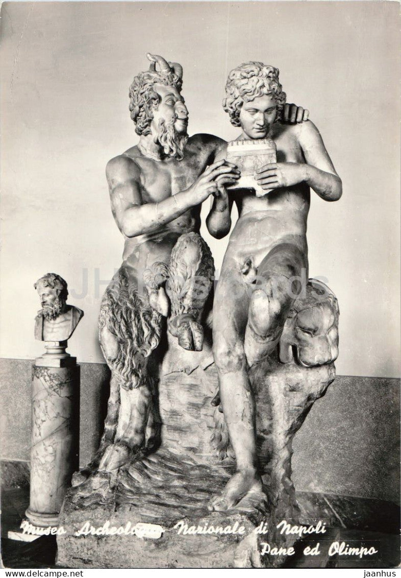Naples - Napoli - Pan and Olympus - Archaeological museum - ancient sculpture - Italian art - Italy - unused - JH Postcards
