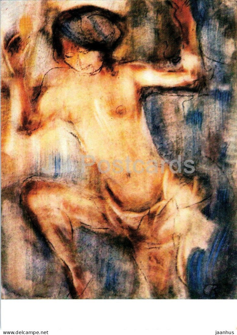 painting by Christian Rohlfs - Dancing Female Nude - Tanzender weiblicher Akt - German art - 1927 - Germany - unused - JH Postcards
