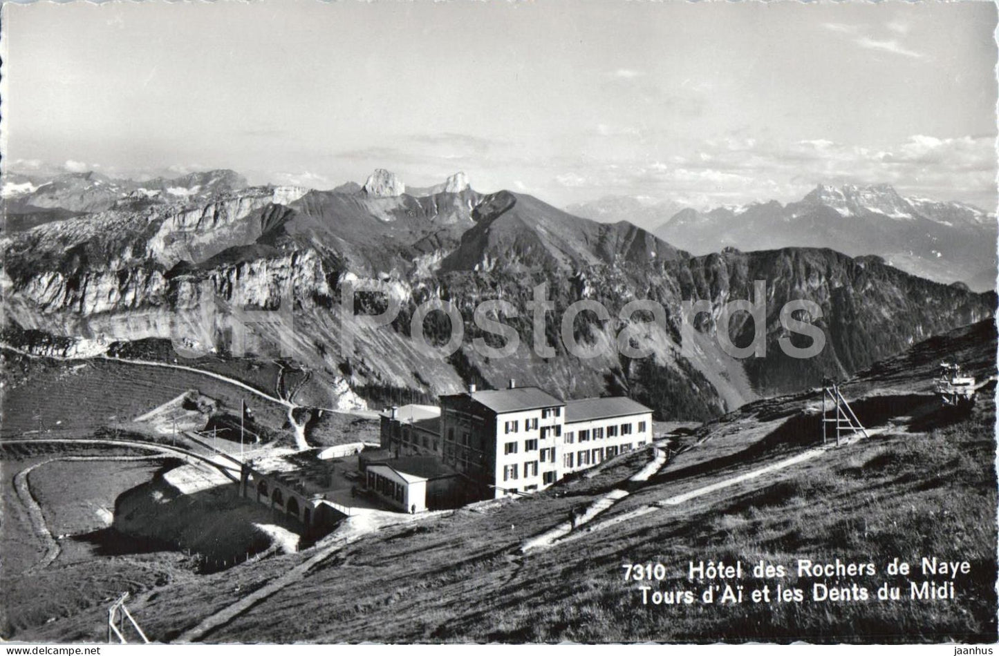 Hotel des Rochers de Naye - Tours d’Ai et les Dents du Midi - Alps mountains 7310 - old postcard - Switzerland - unused - JH Postcards