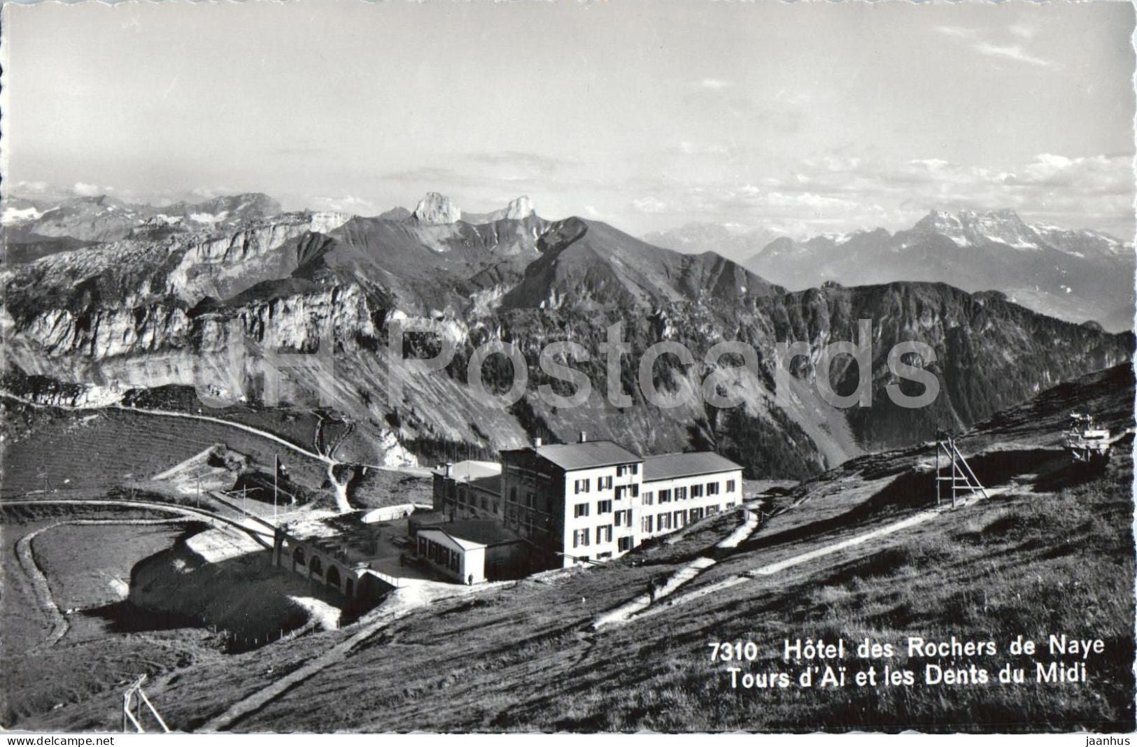Hotel des Rochers de Naye - Tours d’Ai et les Dents du Midi - Alps mountains 7310 - old postcard - Switzerland - unused - JH Postcards