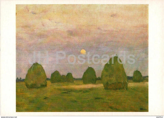 painting by I. Levitan - Twilight. Haystacks - Russian art - 1981 - Russia USSR - unused - JH Postcards