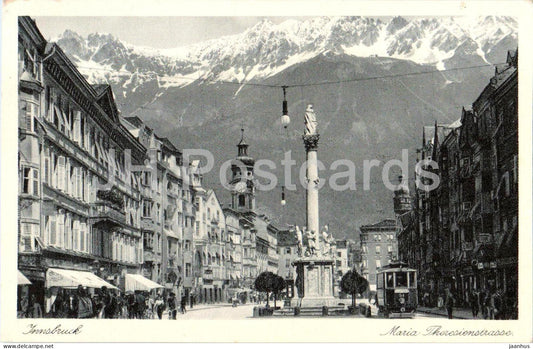 Innsbruck - Maria Theresienstrasse – tram - old postcard - 1939 - Austria - used - JH Postcards