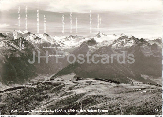 Zell am See - Schmittenhohe 1968 m - Blick zu den Hohen Tauern - mountains - panorama - old postcard - Austria - unused - JH Postcards