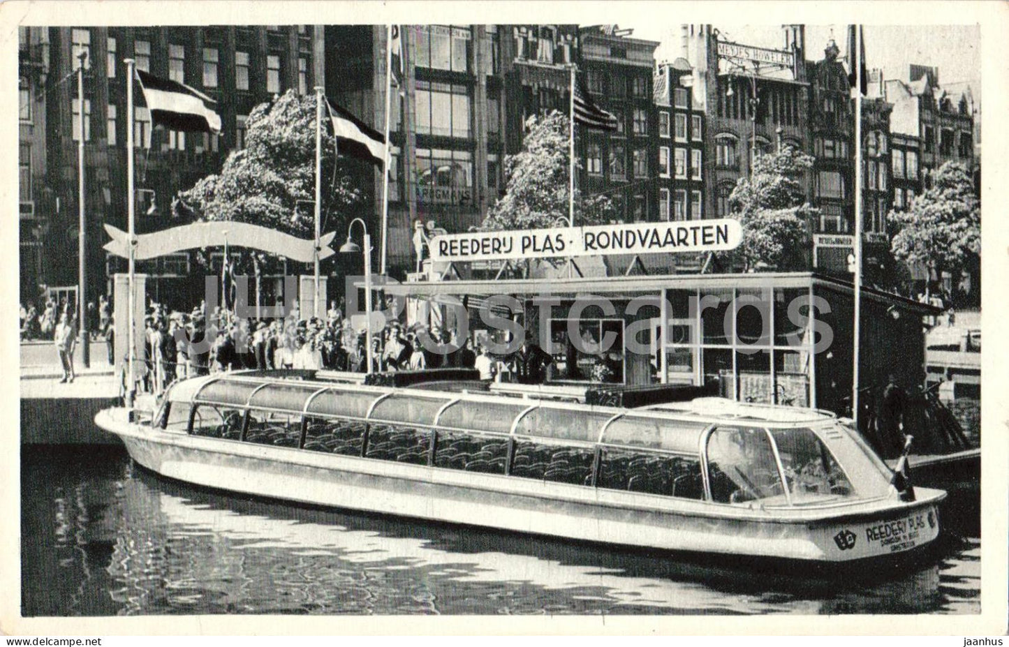 Amsterdam - Reederij Plas Rondvaarten - Amsterdam canal boat - old postcard - 1950s - Netherlands - unused - JH Postcards