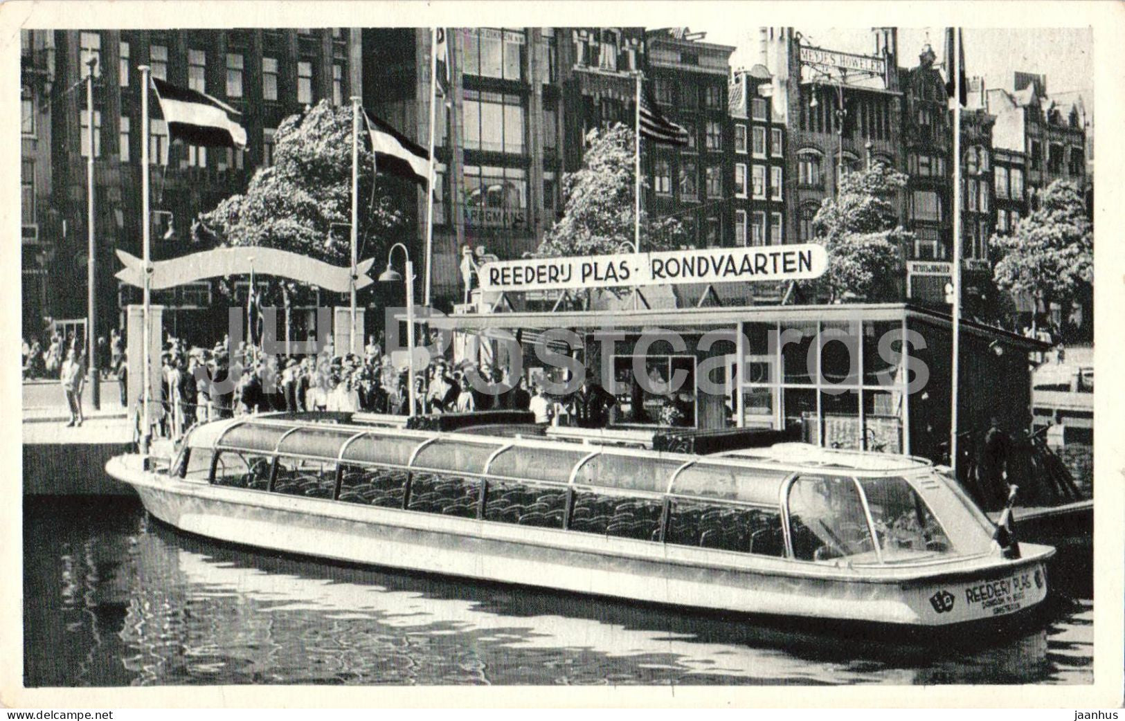 Amsterdam - Reederij Plas Rondvaarten - Amsterdam canal boat - old postcard - 1950s - Netherlands - unused - JH Postcards