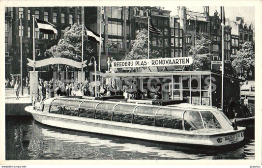 Amsterdam - Reederij Plas Rondvaarten - Amsterdam canal boat - old postcard - 1950s - Netherlands - unused - JH Postcards
