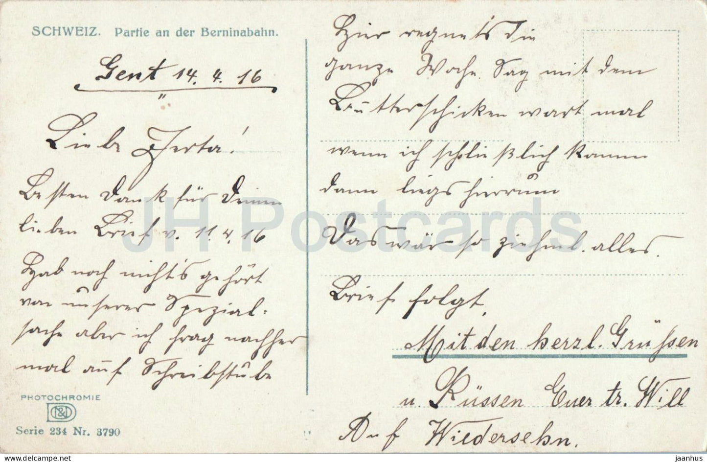 Schweiz - Partie an der Berninabahn - Photochromie - Serie 234 Nr. 3790 - old postcard - 1916 - Switzerland - used