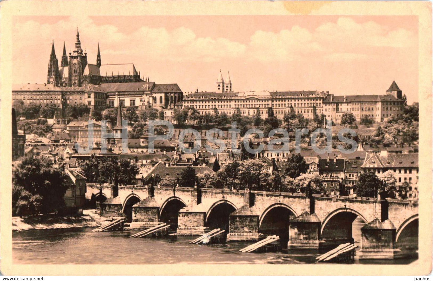 Praha - Prague - Hradcany - Hradcany Castle - bridge EXPRES old postcard - 1949 - Czech Republic - Czechoslovakia - used - JH Postcards