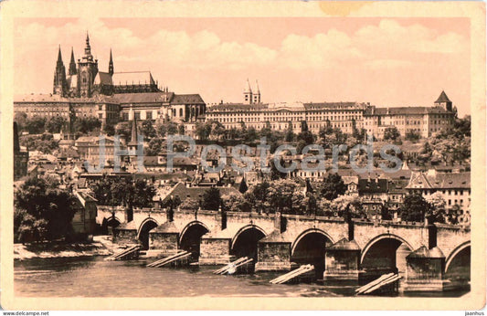 Praha - Prague - Hradcany - Hradcany Castle - bridge EXPRES old postcard - 1949 - Czech Republic - Czechoslovakia - used - JH Postcards