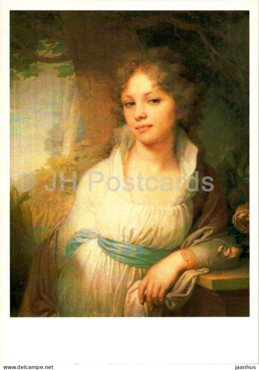 painting by V. Borovikovsky - Portrait of M. Lopukhina - young woman - Russian art - 1981 - Russia USSR - unused - JH Postcards