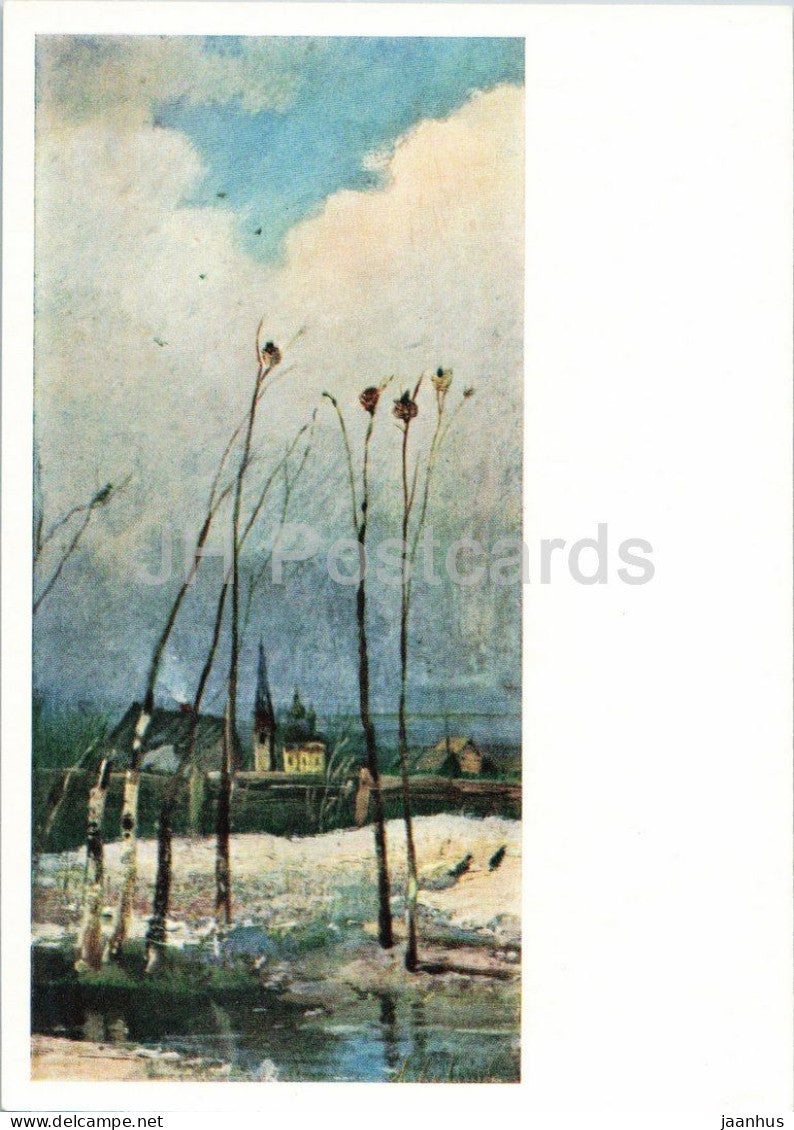 painting by Aleksey Savrasov - The Rooks Have Returned - birds - Russian art - 1966 - Russia USSR - unused - JH Postcards