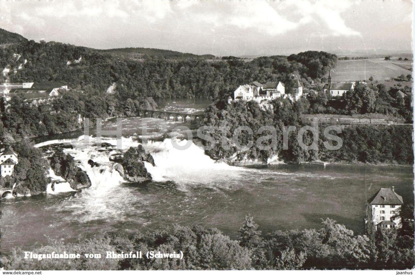 Flugaufnahme vom Rheinfall Schweiz - aerial view of waterfall - 106 - old postcard - 1956 - Switzerland - used - JH Postcards