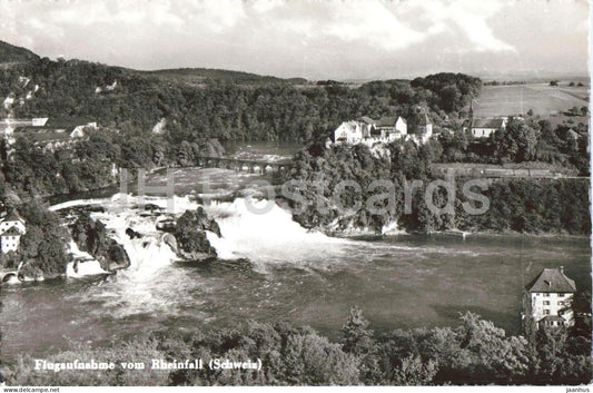 Flugaufnahme vom Rheinfall Schweiz - aerial view of waterfall - 106 - old postcard - 1956 - Switzerland - used - JH Postcards