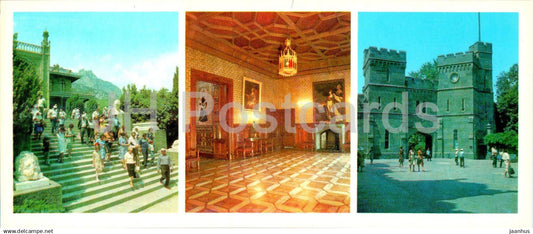 Alupka Palace Museum - on the stairs at the South Entrance - vestibule of the palace - 1981 - Ukraine USSR - unused - JH Postcards