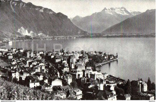 Montreux et les Dents du Midi - Lake Geneva - Alps - mountains - 6303 - old postcard - Switzerland - unused - JH Postcards