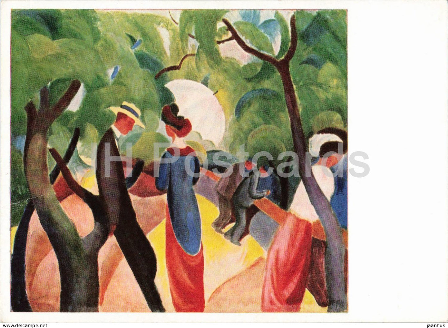 painting by August Macke - Promenade - German art - Germany - unused - JH Postcards