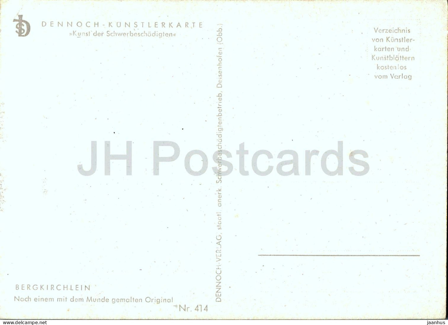 Alpine mountain church - Bergkirchlein - mouth-painted original - 414 - Germany - unused