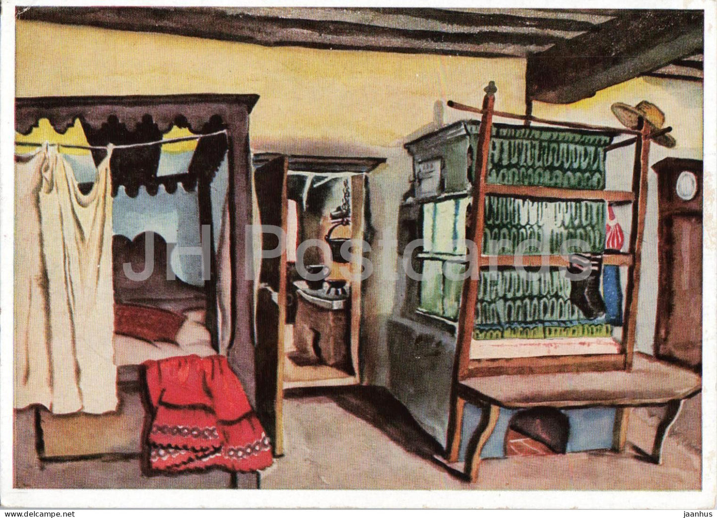 Bauernstube aus Neustift bei Steyr - Farmhouse - illustration - Heimatwerk Oberdonau - old postcard - Austria - unused - JH Postcards