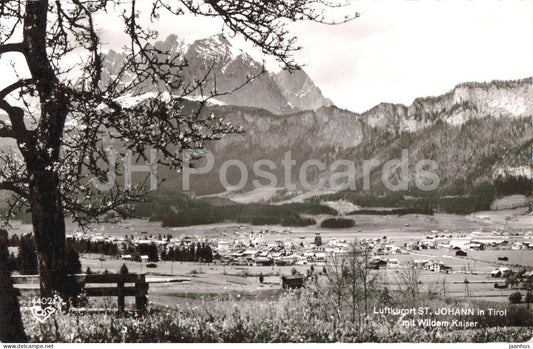 Luftkurort St. Johann in Tirol mit Wildem Kaiser - town panorama - mountains - 4402 - 1967 - Austria - used - JH Postcards