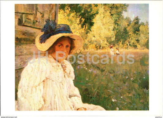 painting by V. Serov - Summer - Wife - - woman - Russian art - 1981 - Russia USSR - unused - JH Postcards