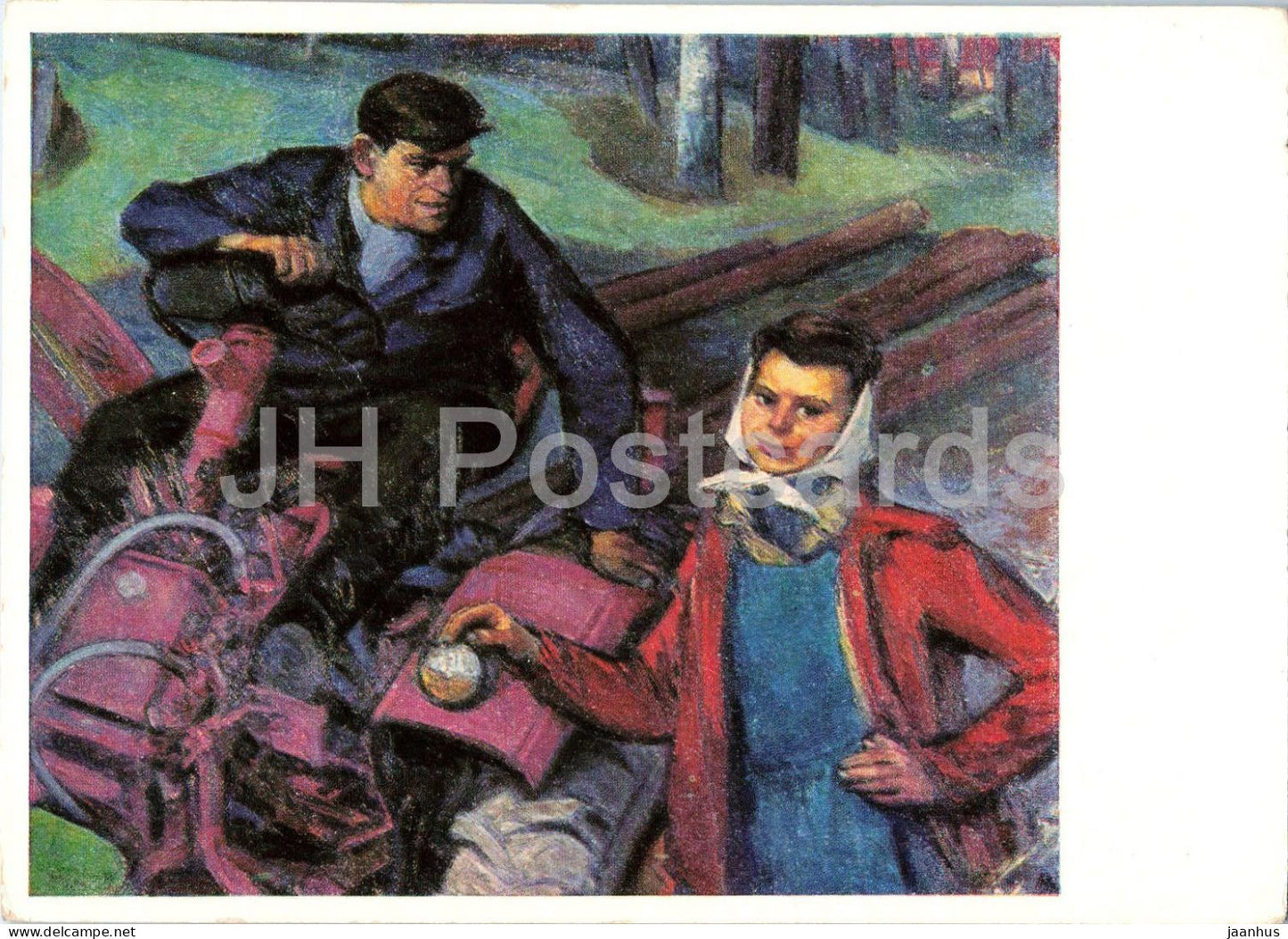 painting by Paul Michaelis - Happy Life - Gluckliches Leben - German art - 817 - 1962 - Germany DDR - unused - JH Postcards