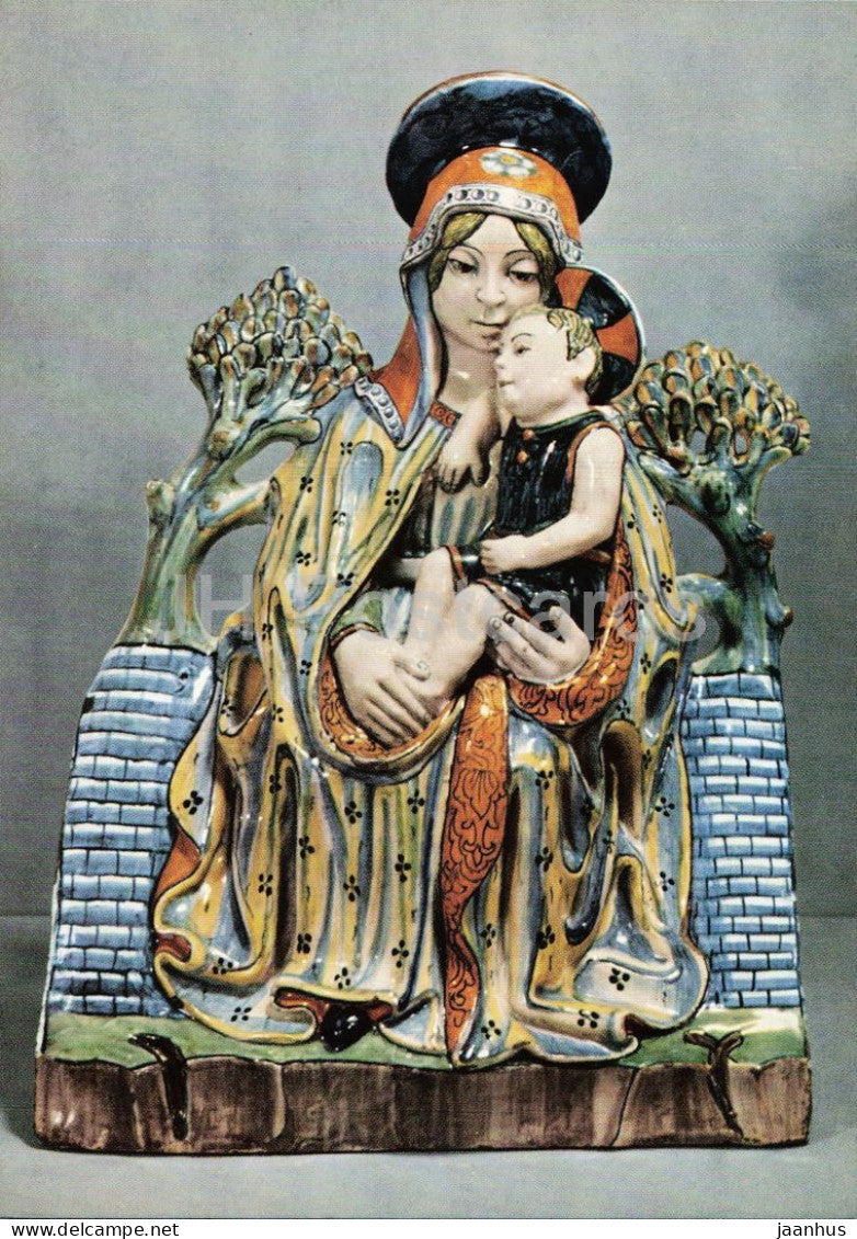 majolica Madonna and Child - Madonna mit Kind - Faenza 1500 - Kunstgewerbemuseum Berlin - 1960s - Germany - unused - JH Postcards