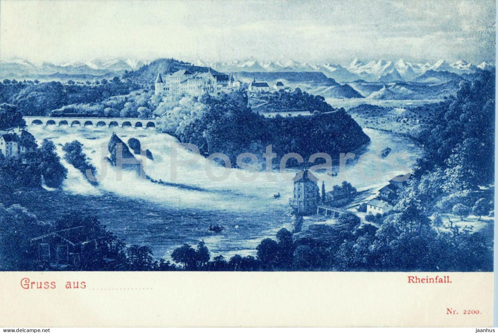 Gruss aus Rheinfall - waterfall - Nr. 2200 - old postcard - 1900s - Switzerland - unused - JH Postcards