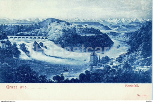 Gruss aus Rheinfall - waterfall - Nr. 2200 - old postcard - 1900s - Switzerland - unused - JH Postcards