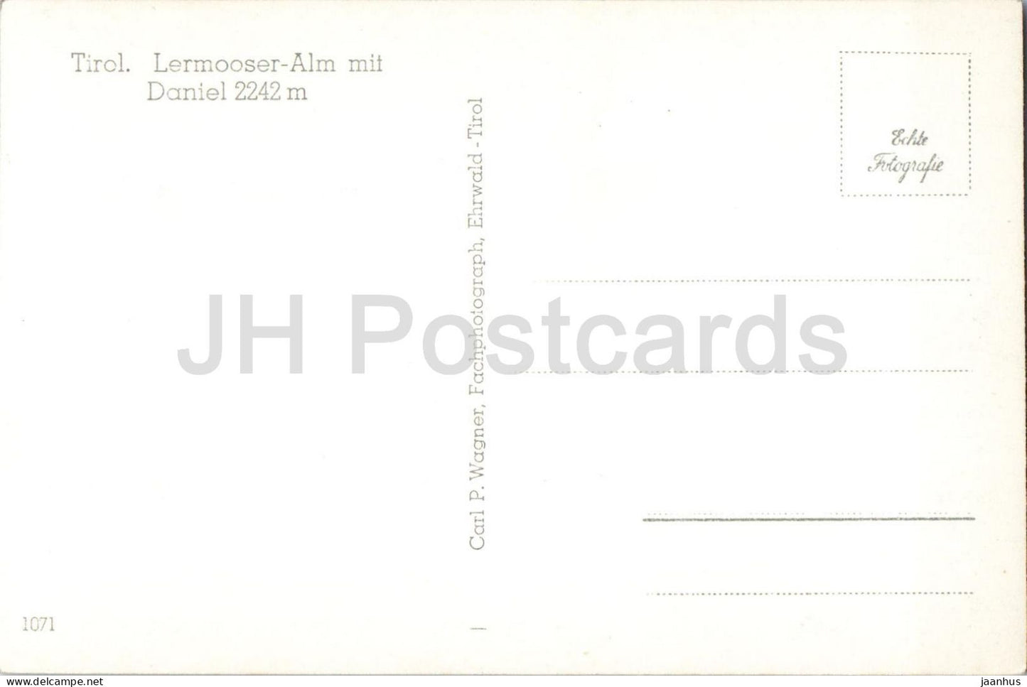 Tirol - Lermooser-Alm mit Daniel 2242 m - mountain - alpine farm - 1071 - old postcard - Austria - unused