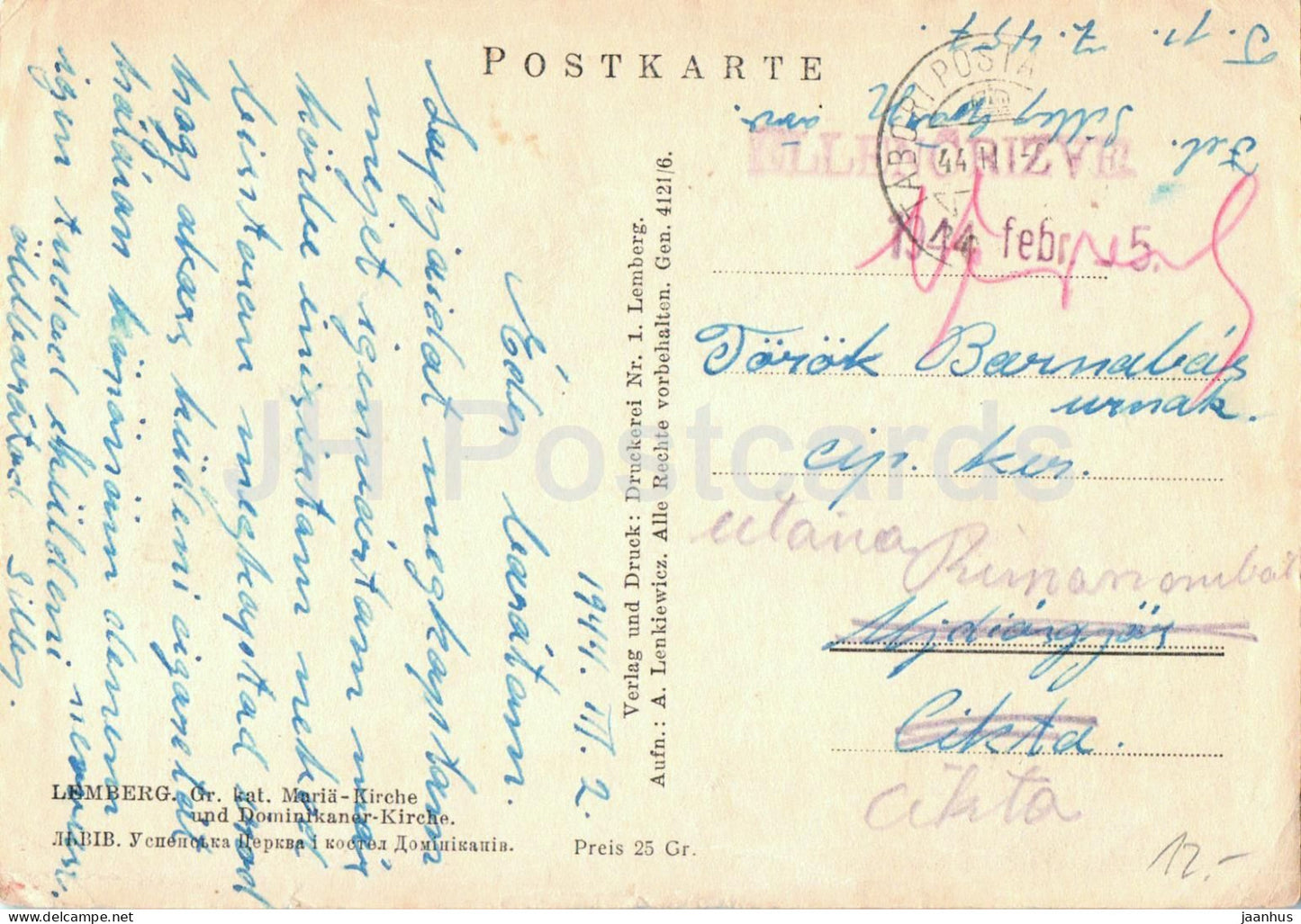 Lemberg - Lviv - Gr. kat. Maria Kirche und Dominikaner Kirche - cathedral - old postcard - 1944 - Ukraine