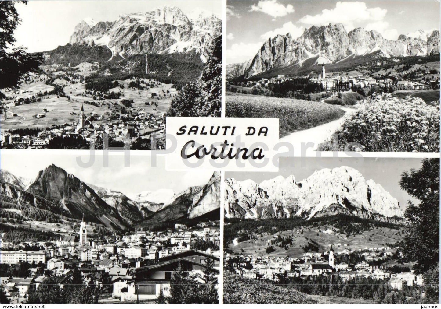 Saluti da Cortina - Greetings - mountains - Alps - Dolomites - multiview - old postcard - Italy - unused - JH Postcards