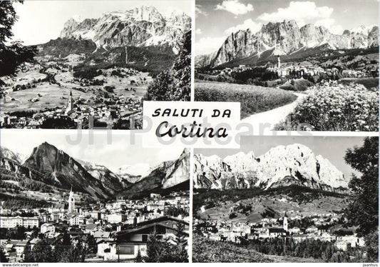 Saluti da Cortina - Greetings - mountains - Alps - Dolomites - multiview - old postcard - Italy - unused - JH Postcards