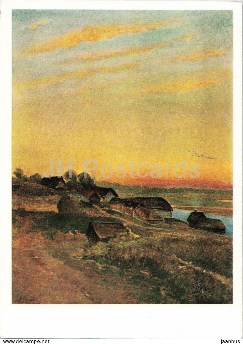 painting by Aleksey Savrasov - Northern Village - Russian art - 1966 - Russia USSR - unused - JH Postcards